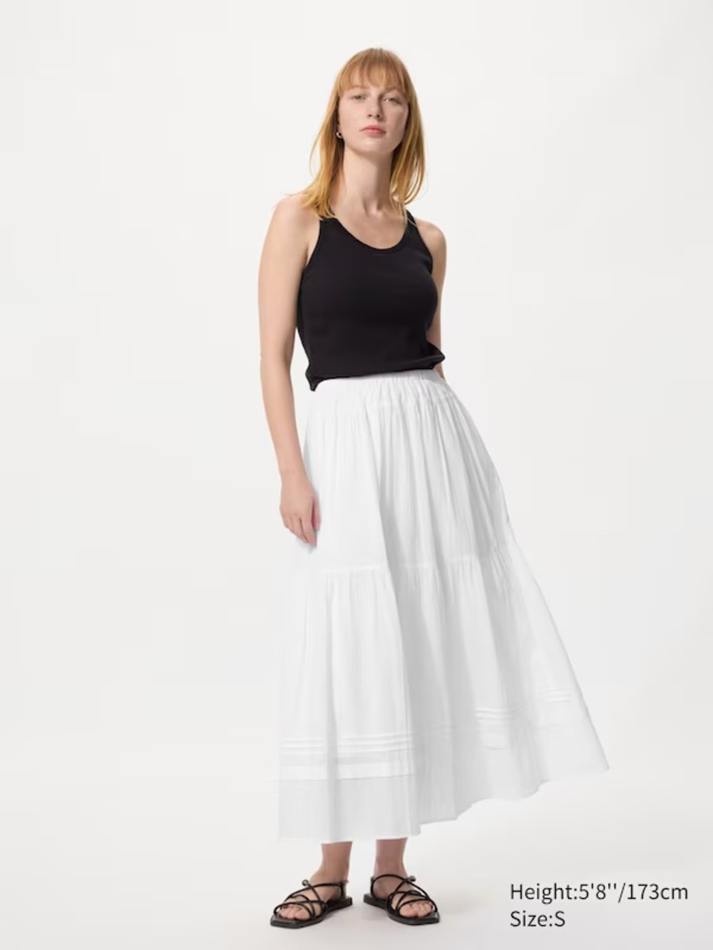 Uniqlo White Tiered Maxi Skirt